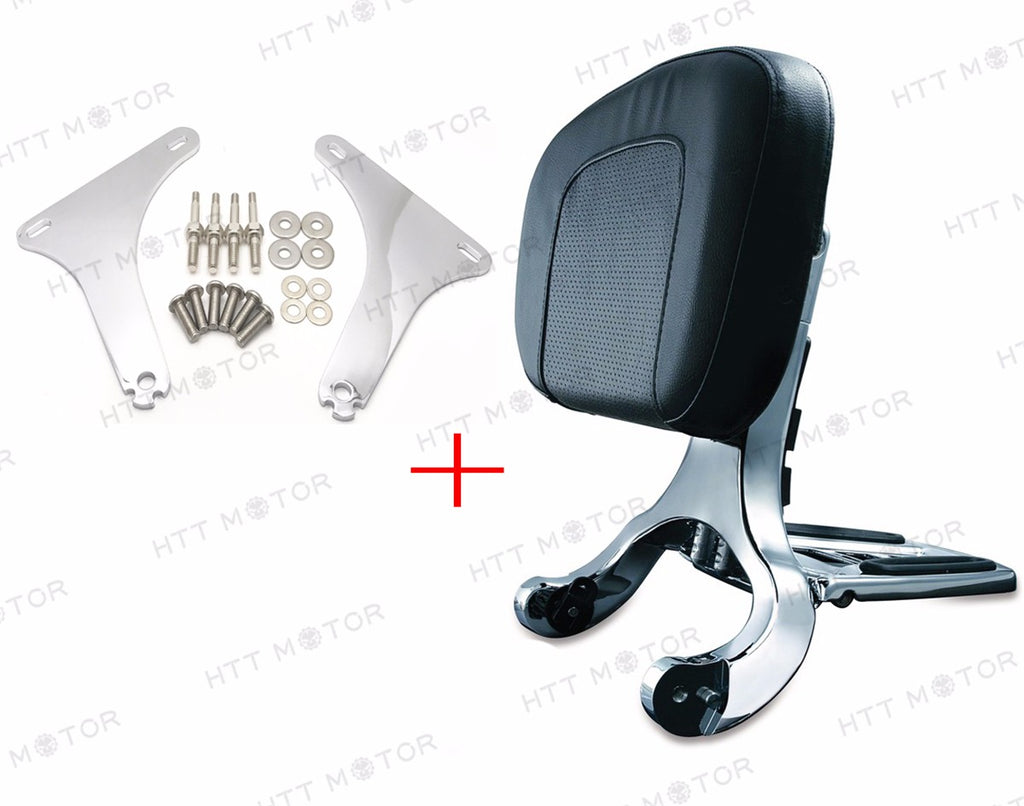 Multi Purpose Black Backrest & Chrome Mount Bracket for Harley Heritage Softail