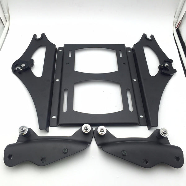 HTT Motorcycle Black 4-Point Docking Hardware Kit and Detachable 2-Up Tour Pak Mounting Luggage Rack for 2009-2013 Harley-Davidson Touring