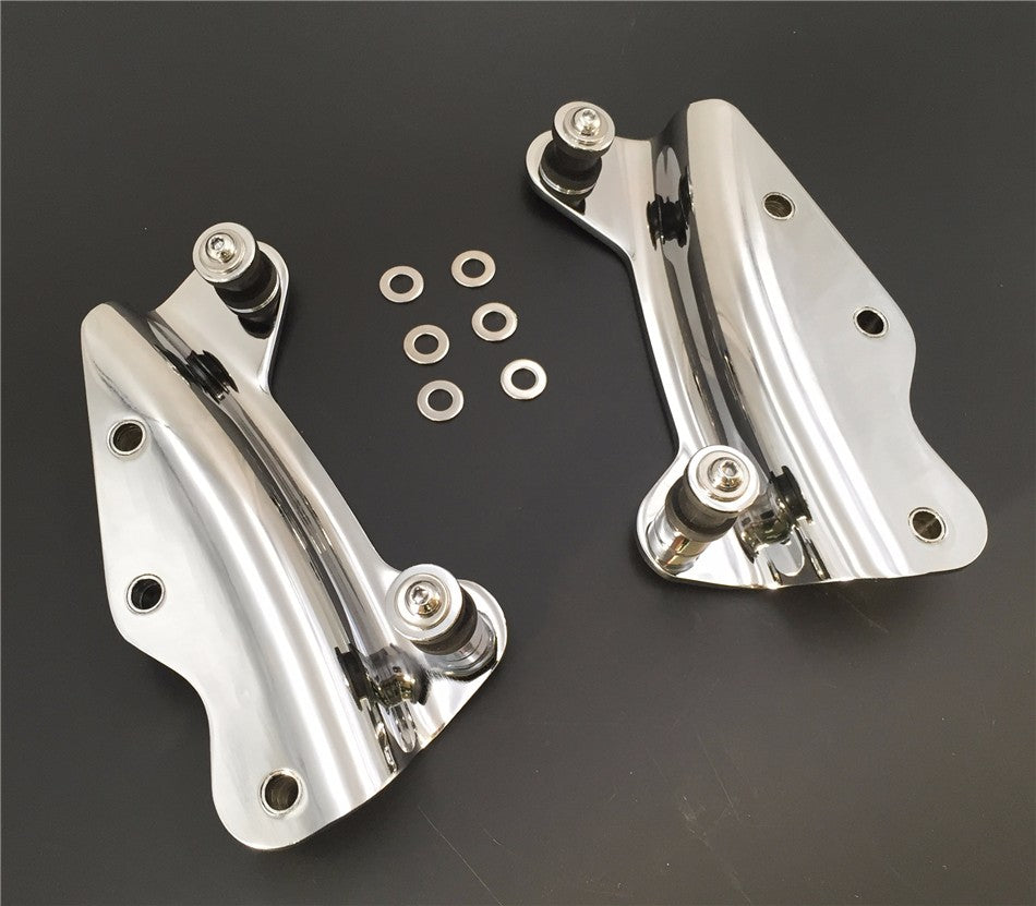 HTT Motorcycle Chrome Steel Rear Fender Rack Plated Luggage Shelf Four Point 4-point Docking Hardware Kit For Harley Davidson Fits '09-'13 FLHR, FLHRC, FLHT, FLHX, FLTR