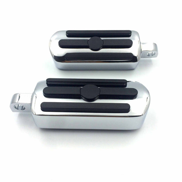 HTT Chrome Skull Footpegs Footrest For 1984-2016 Harley Davidson models with male mount-style foot peg support (V Rod Muscle/Tri Glide/SuperLow)