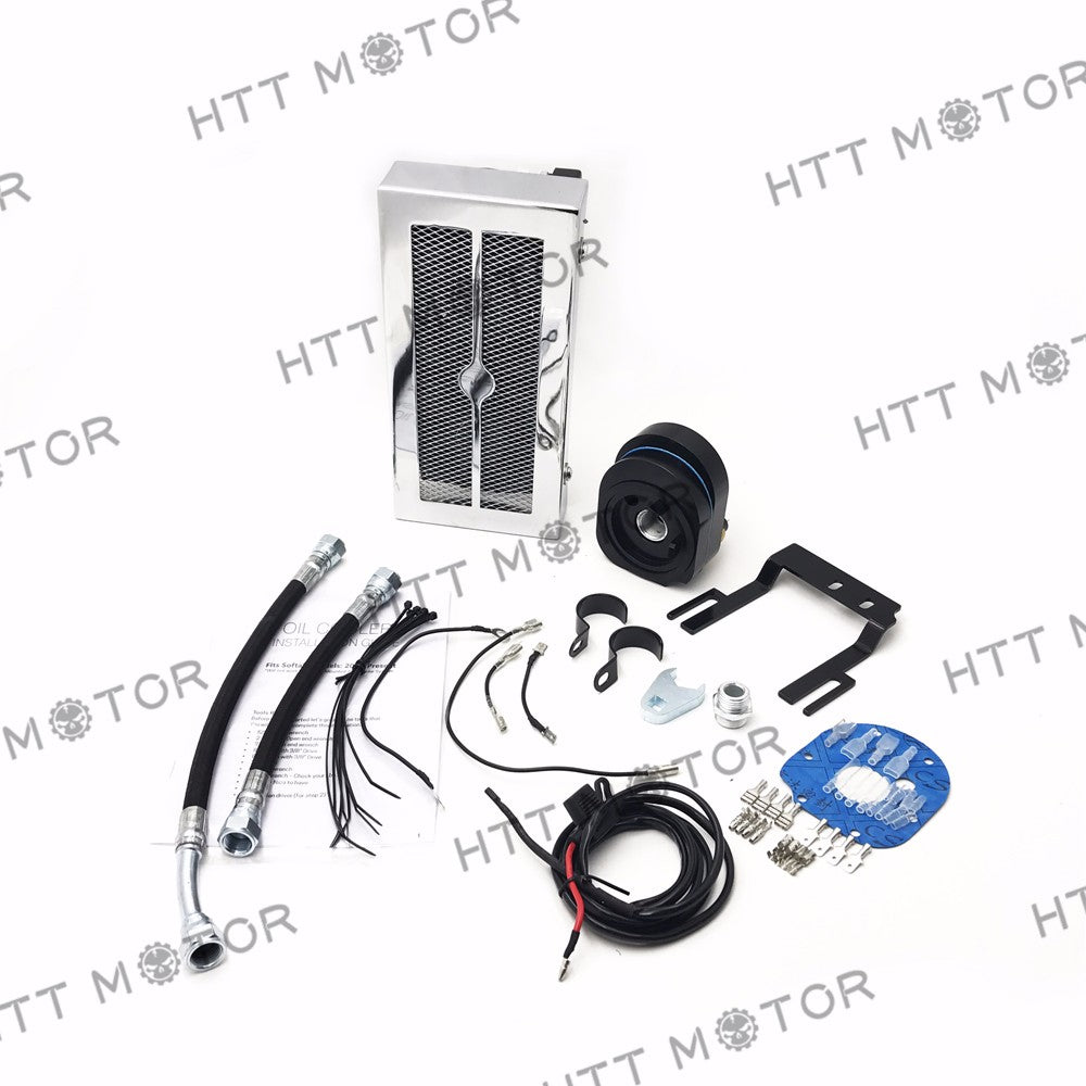HTTMT- Chrome Reefer Oil Cooler Fan Cooling System For Harley Softail 2001-2017 2015