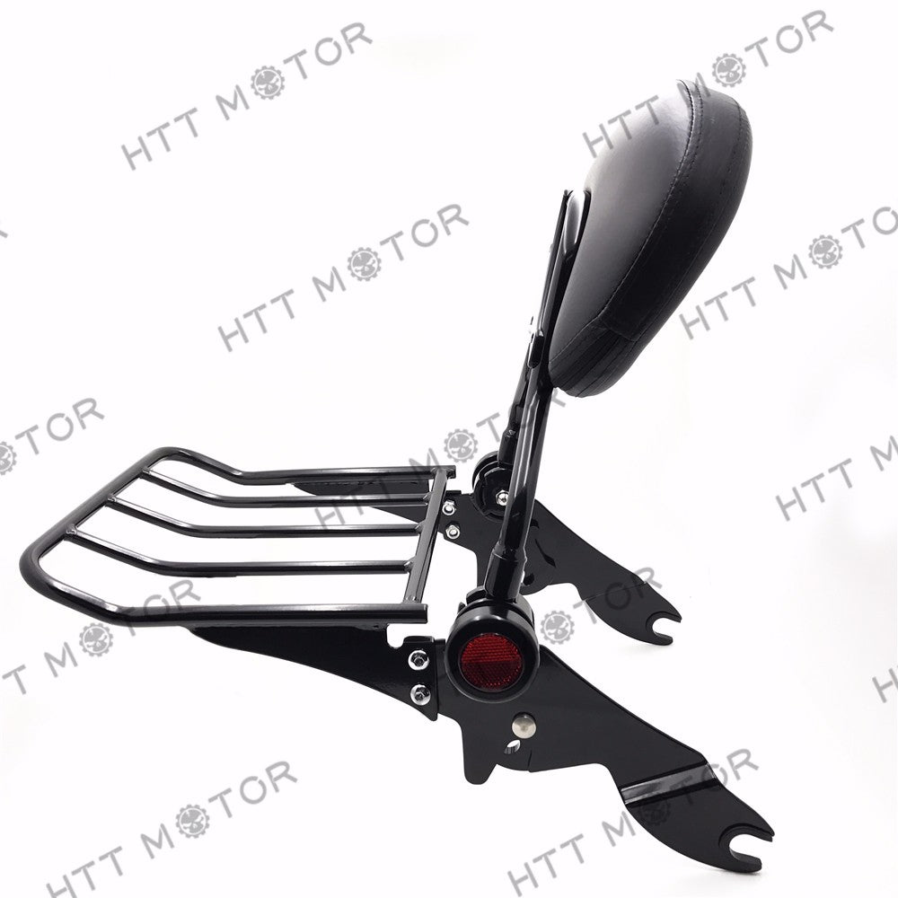 HTTMT- Adjustable Detachable Backrest Sissy Bar+Luggage Rack For Harley Touring 09-15