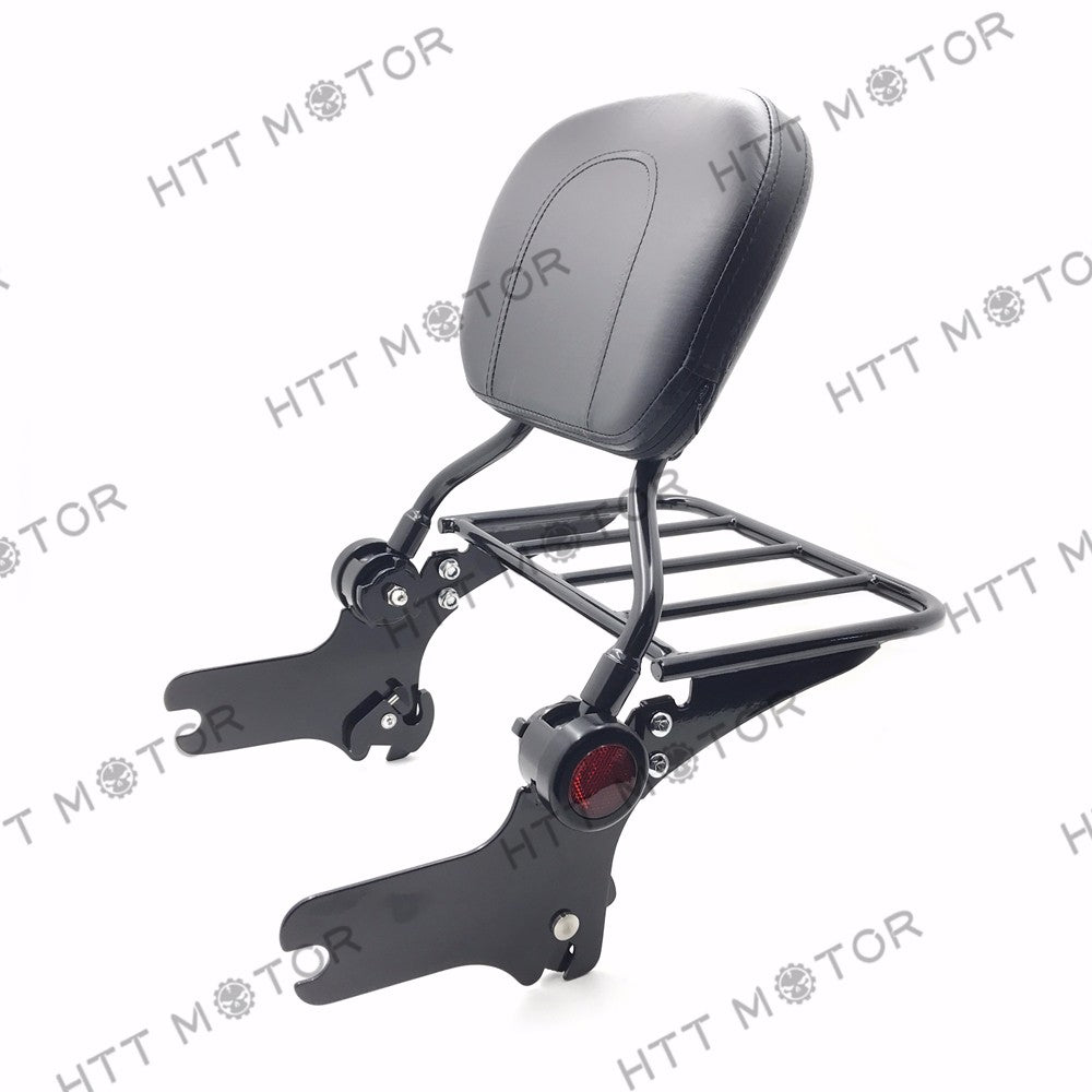 HTTMT- Adjustable Detachable Backrest Sissy Bar w/ Luggage Rack for 97-08 Touring Black