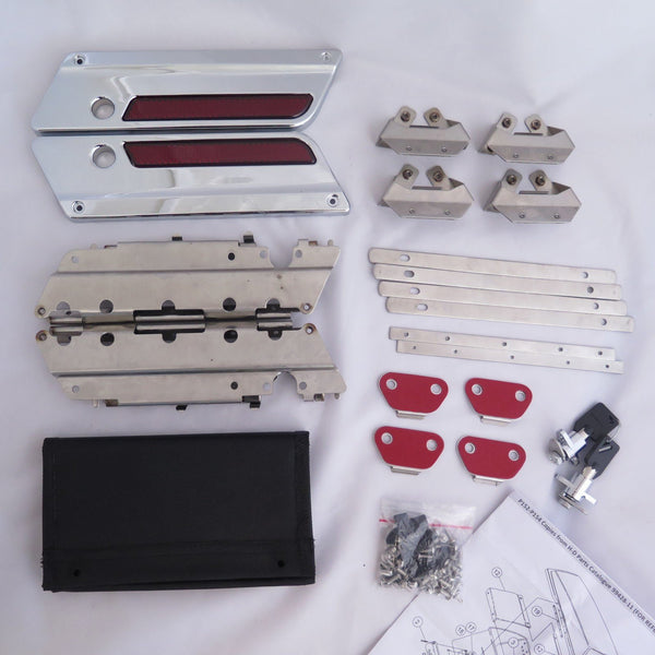 HTT Chrome Metal Latch Hard Saddle bags Lids Lock Hinges Hardware Cover For Harley Touring FLT FLH 1993-2013