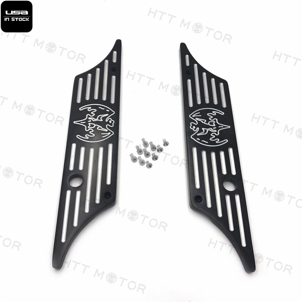 CNC Hard Billet Aluminum Saddlebag Latch Cover Bat For Harley Touring 93-13 Black