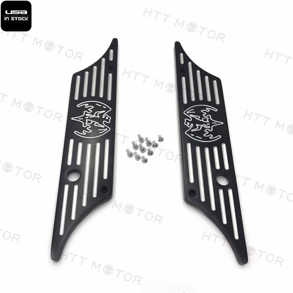CNC Hard Billet Aluminum Saddlebag Latch Cover Bat For Harley Touring 93-13 Black