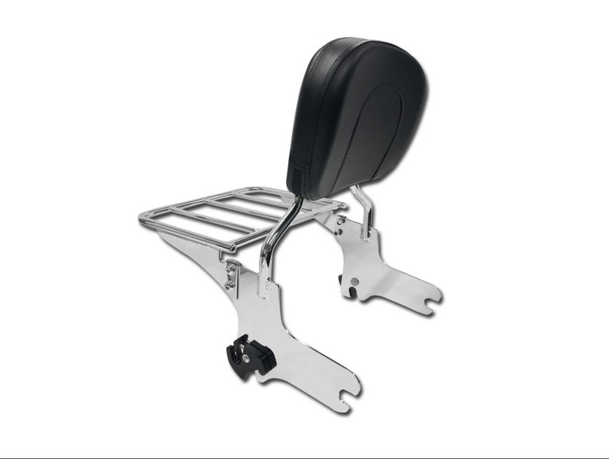 HTT Chrome Detachable Backrest Sissy Bar with Luggage Rack for 1997-2008 Harley Touring Electra Glide Road Glide Road King Street Glide