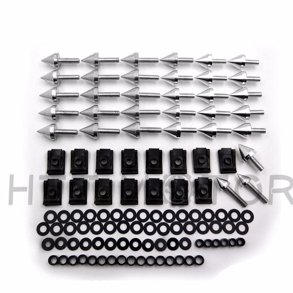 HTTMT Silver Motorcycle Spike Fairing Bolts Kit For 2002 2003 Yamaha Yzf R1 Yzf-R1
