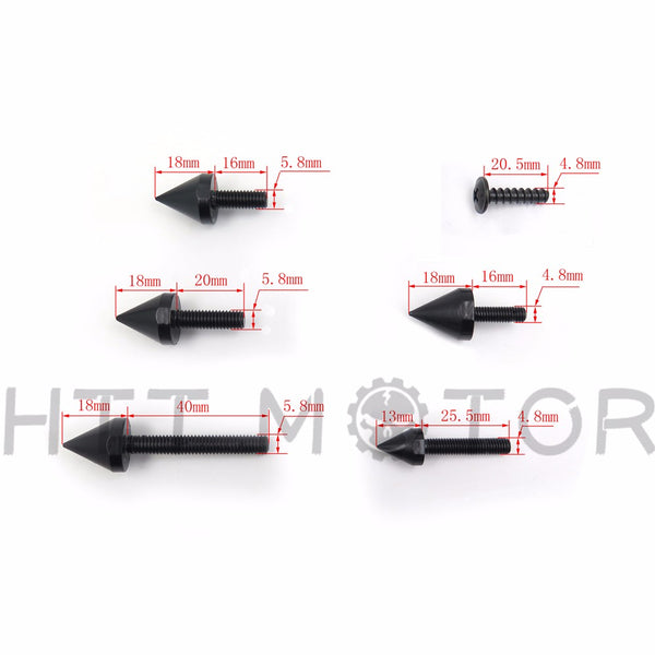 HTTMT Universal Spike Bolt MC Sportbike For Kawasaki Ninja EX250 ZX14 ZX7 ZX9R Black