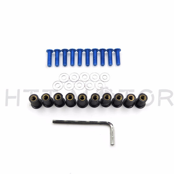 HTTMT Windshield Bolts Screw Nuts Washer for Suzuki Yamaha Honda Kawasaki Ducati Blue