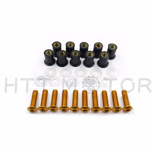 HTTMT Windshield Bolts Screw Nuts for Honda Suzuki Yamaha Kawasaki Ducati GOLD