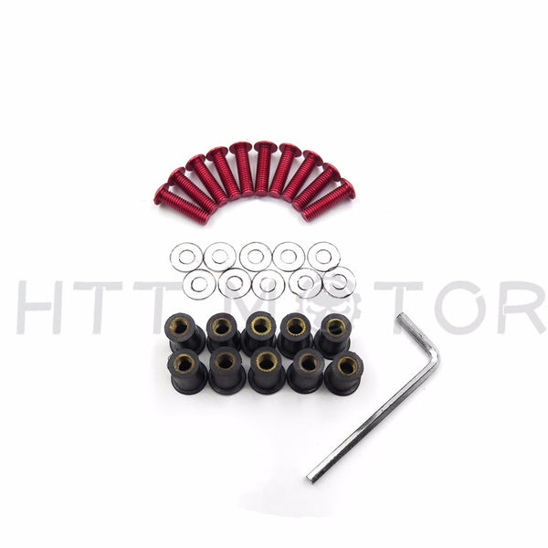 HTTMT Windshield Bolts Nuts Screw for Yamaha Kawasaki Ducati Honda Suzuki Red