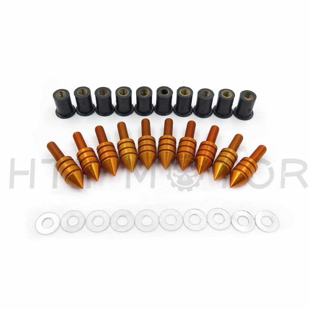 HTTMT Windshield Spike Bolts Screw Nuts for Honda Suzuki Yamaha Kawasaki Ducati GOLD