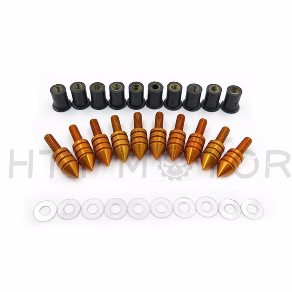 HTTMT Windshield Spike Bolts Screw Nuts for Honda Suzuki Yamaha Kawasaki Ducati GOLD