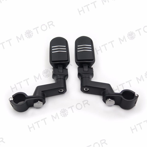 Front Rider 1" Flame Foot Pegs Clamps For YAMAHA Roadstar KAWASAKI VULCAN Black