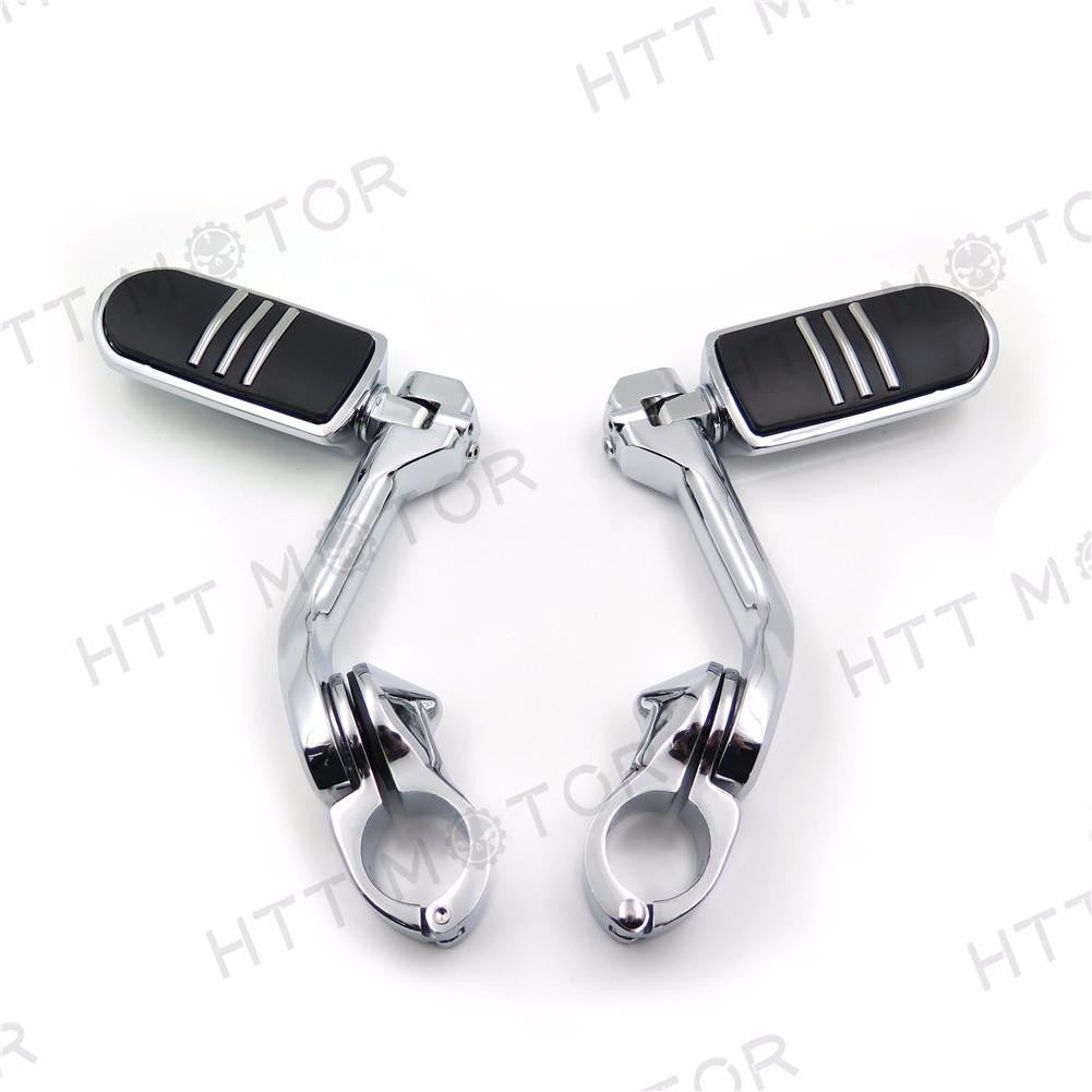 Chrome 5" Long Foot Peg Kit For 1.25" Engine Guard Honda GoldWing/Yamaha Roadstar