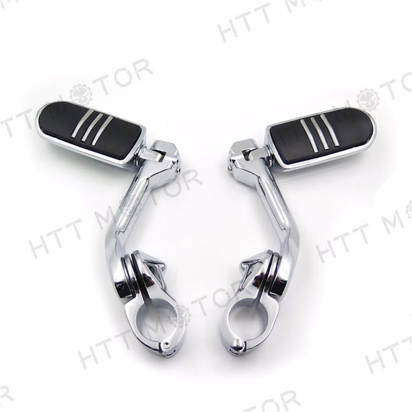 Chrome 5" Long Foot Peg Kit For 1.25" Engine Guard Honda GoldWing/Yamaha Roadstar