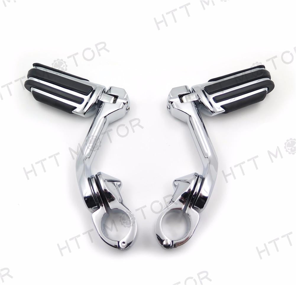 Chrome 5" Long Foot Peg Kit For 1.25" Engine Guard Yamaha Roadstar/Honda GoldWing