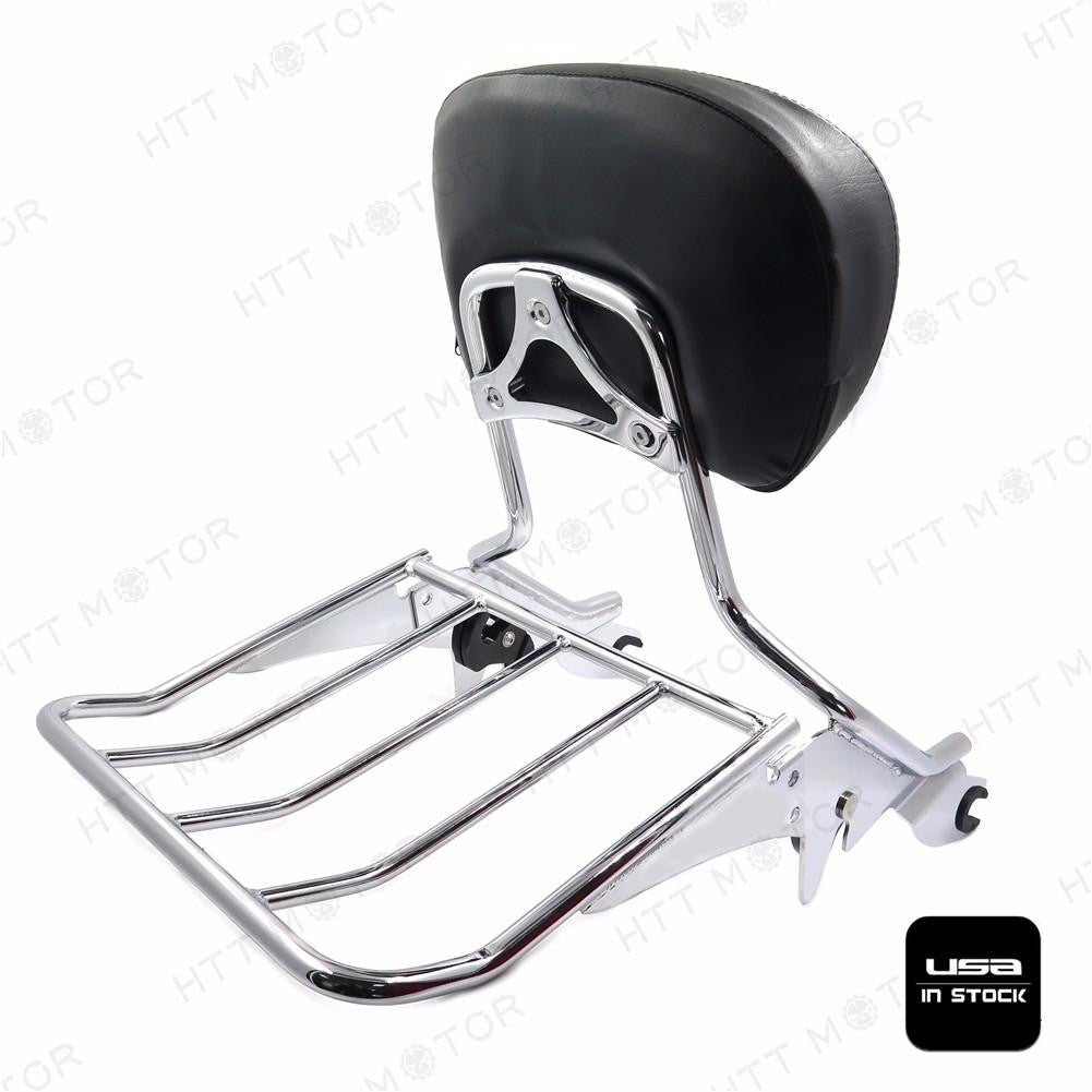 Chrome Backrest Sissy Bar w/ Luggage Rack For Harley Touring 09-17 Road King