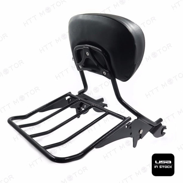Black Backrest Sissy Bar w/ Luggage Rack For Harley Touring 09-17 Street Glide