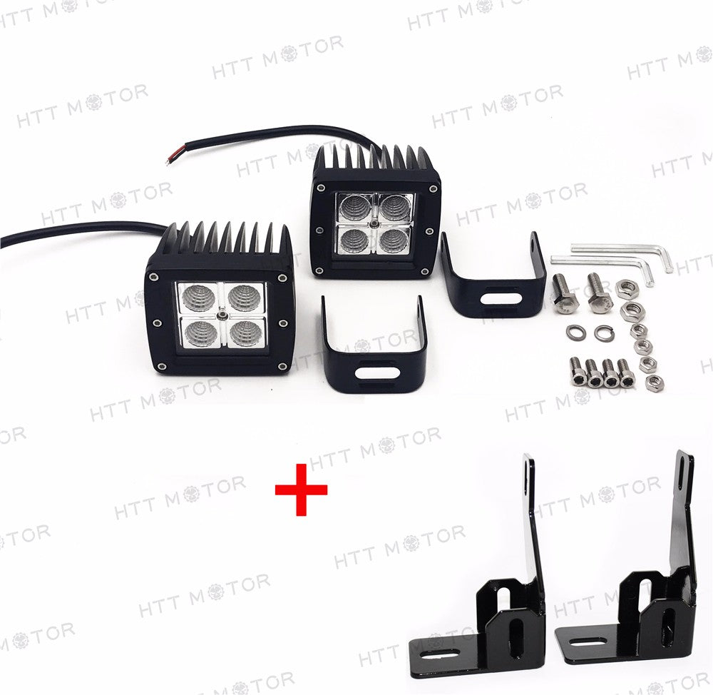 HTTMT- 2x Cree Led Fog Lamps w/ Mounting Brackets For 99-16 Ford F-250 F-350 F-450 Duty