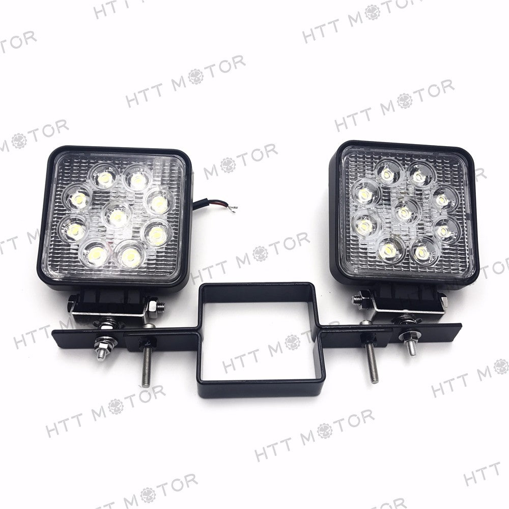 HTTMT- Square 27W Off-Road LED Work Lamp w/ tow hitch bracket For Truck SUV Trailer RV