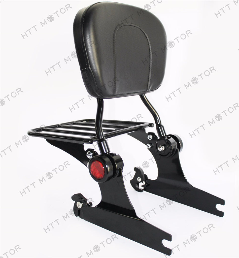 HTTMT- Detachable Backrest Sissy Bar Luggage rack For Harley Softail 06 -17 Black