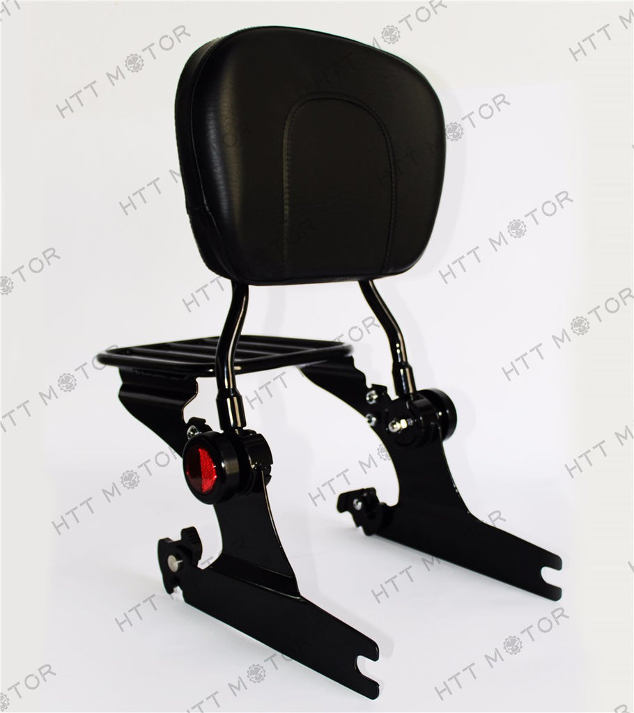 HTTMT- Adjustable Detachable Backrest Sissy Bar W/ Luggage Rack for HD Softail 00-06 BK