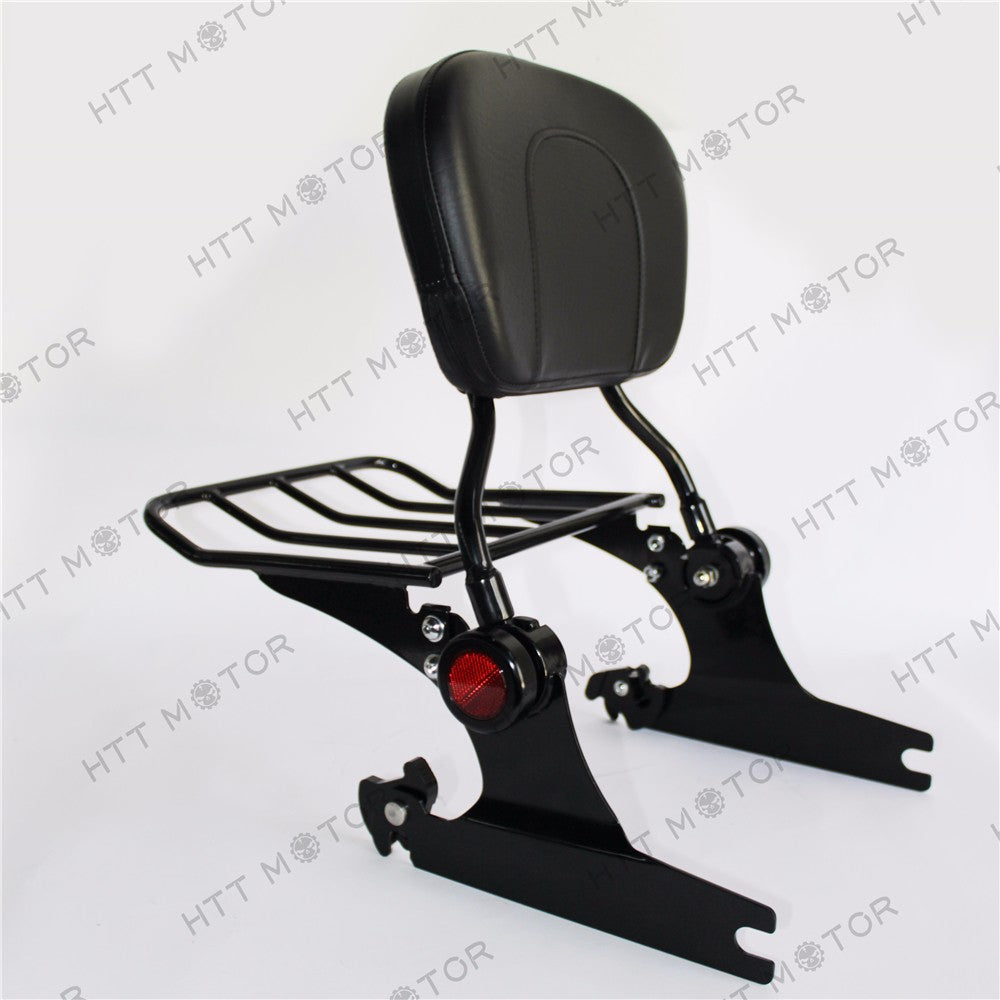 HTTMT- Backrest Sissy Bar Luggage Rack Harley Davidson Softail Deluxe 2005 UP Black