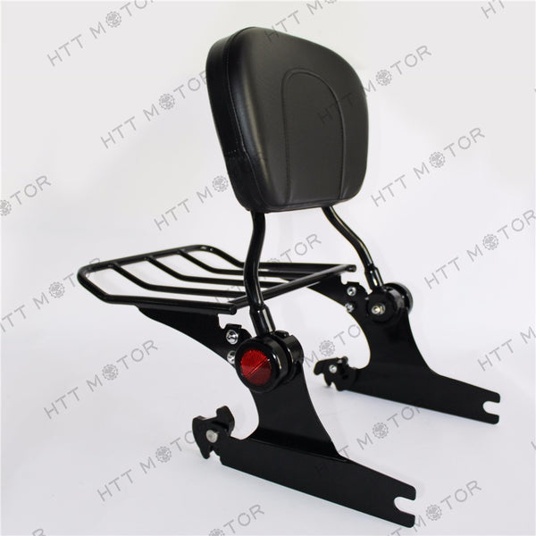HTTMT- Backrest Sissy Bar Luggage Rack Harley Davidson Softail Deluxe 2005 UP Black