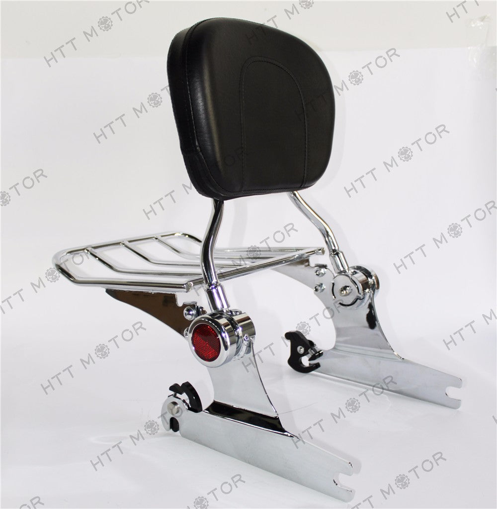 HTTMT- Backrest Sissy Bar Luggage Rack Harley Davidson Softail Deluxe 2005 UP Chrome