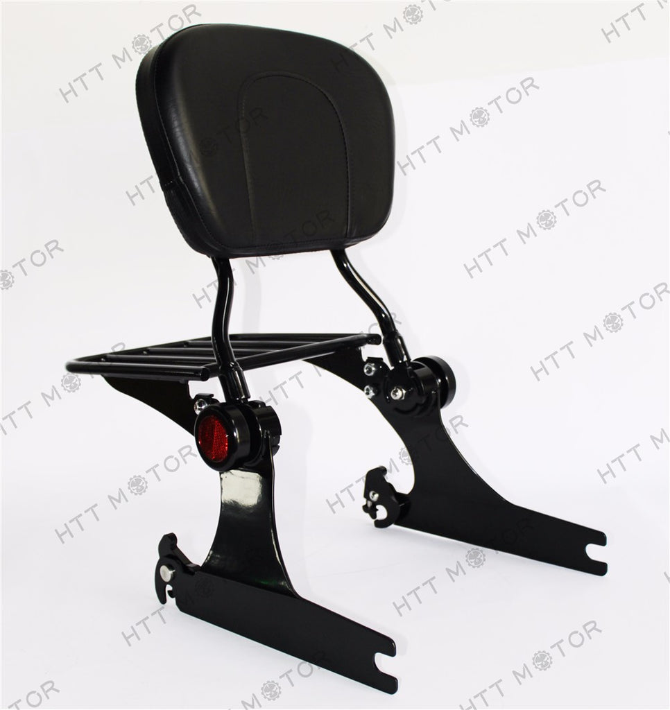 HTTMT- Adjustable Detachable Backrest Sissy Bar Luggage Rack For Harley Dyna 06up Black