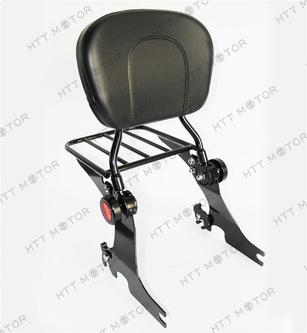 HTTMT- Adjustable Detachable Sissy Bar for 04 - UP Harley Sportster Backrest with Rack