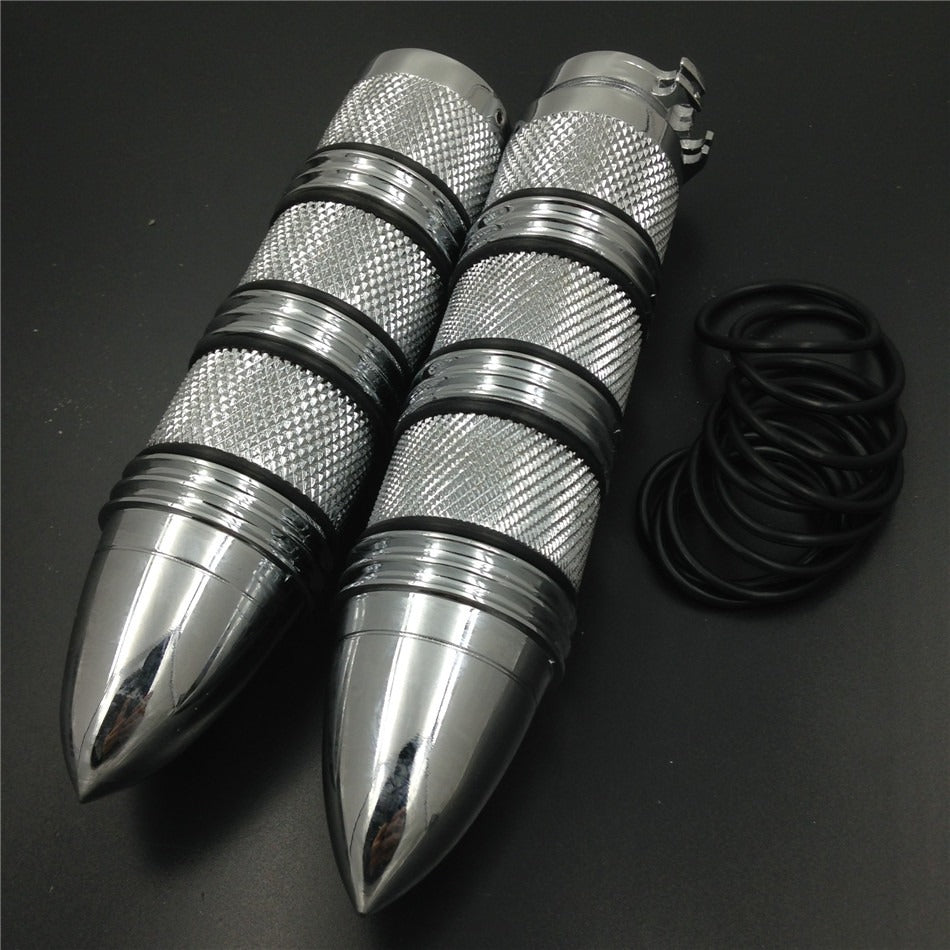HTT- Motorcycle Chrome Bullet Style 1" 25mm Hand Grips For Harley Davidson FXDL Dyna Low Rider/ Honda Shadow 600 VLX DLX