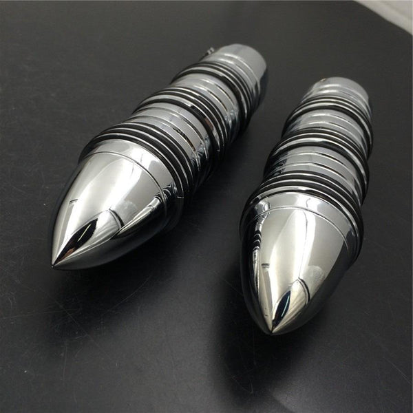 HTT Chrome Rubber Coil 1" Hand Grips For Harley Davidson FLSTF Fat Boy/ Honda VTX 1800/ Suzuki Marauder 1600 800