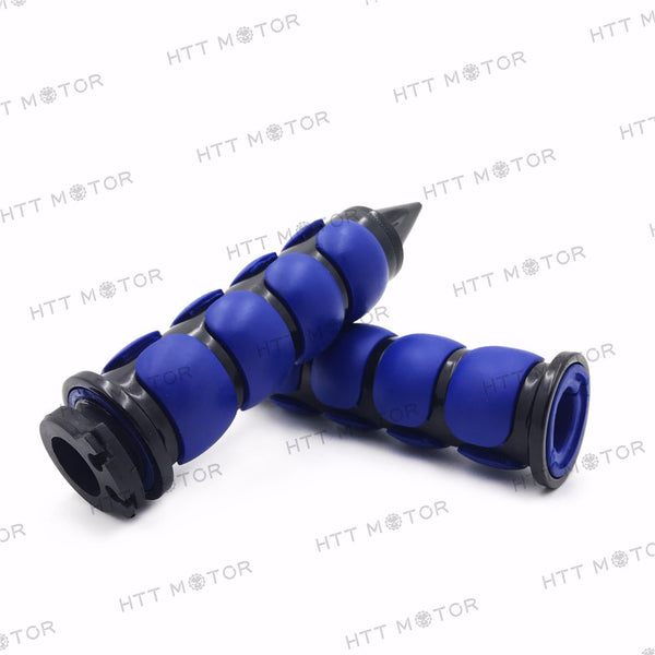 HTTMT- 7/8" 22mm Custom Spike Motorcycle Hand Grips Throttle Twist Tube Black Blue - HTT Motor