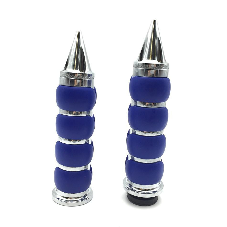 Blue Billet Rubber 1" 25mm Handlebar Grips For Kawasaki Vulcan/ Honda Shadow