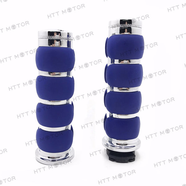 HTTMT- Blue Chrome Billet Aluminum 1" Hand Grip 25mm For Harley FXDL Dyna Low Rider