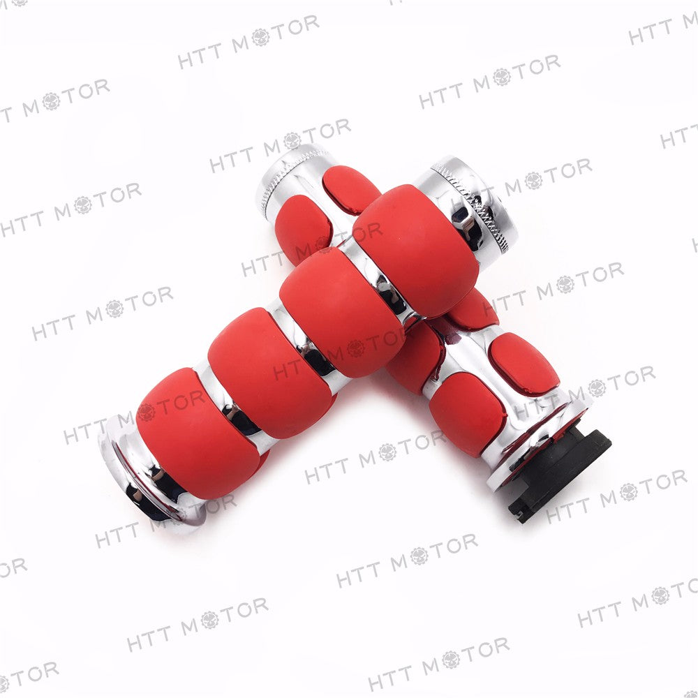 HTTMT- Red Chrome Billet Aluminum 1" Hand Grip Flat For Harley FXDB Street Bob