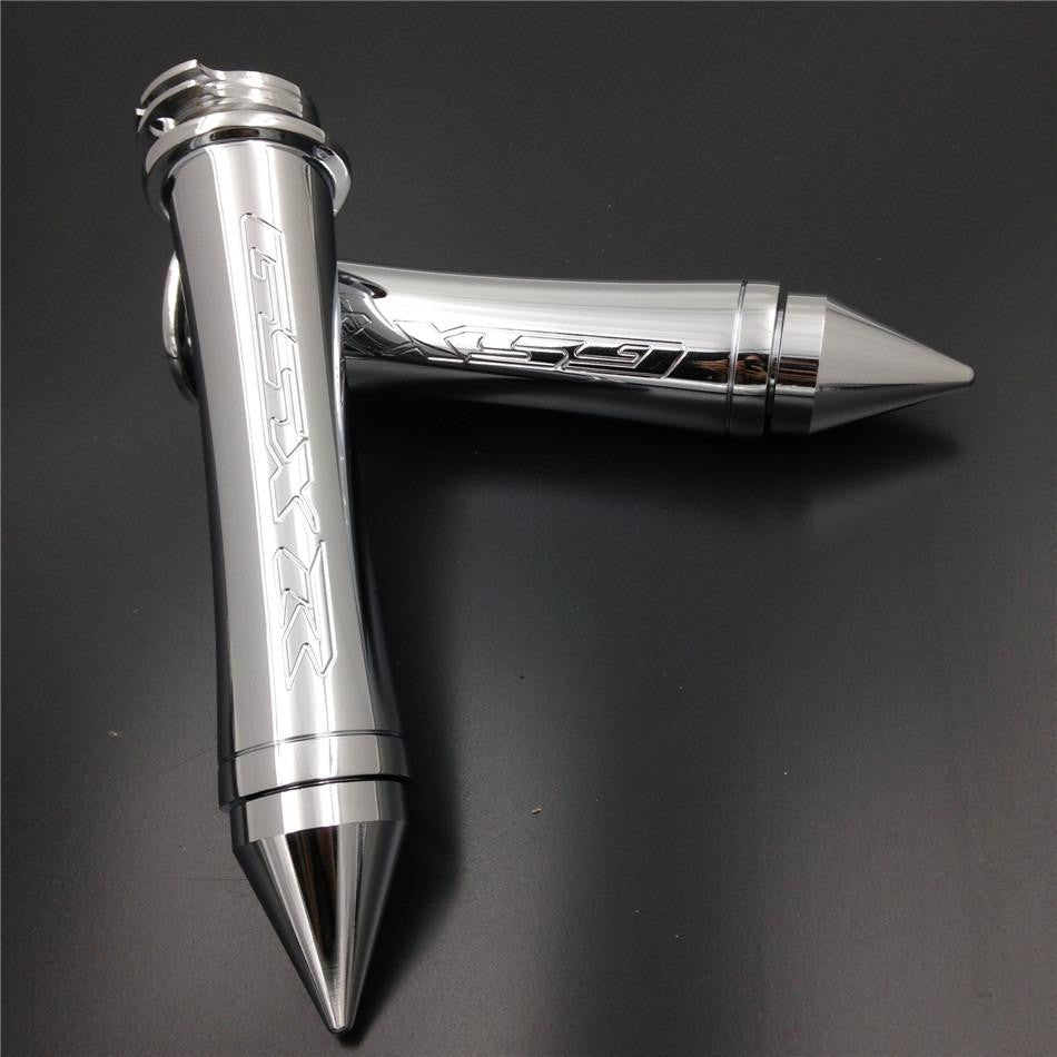 HTT Custom 7/8" 22mm Handlebar Grip "GSXR" Logo For Suzuki Gsxr 600 750 1000 Hayabusa Gsxr1300 Chrome