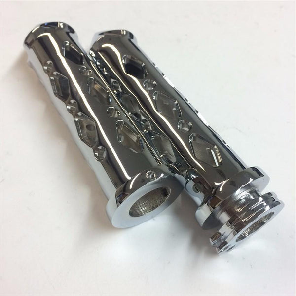 HTT Chromed Hollowed-out Spike Grip 7/8" Bars CNC For Suzuki Honda Handlebars Sport Bike Hand Bar