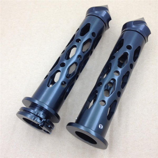 HTT CNC Billet 7/8" 22mm Spike Bar Ends Grips For Kawasaki Ninja ZX9 ZX10 ZX12 ZX14 BLACK
