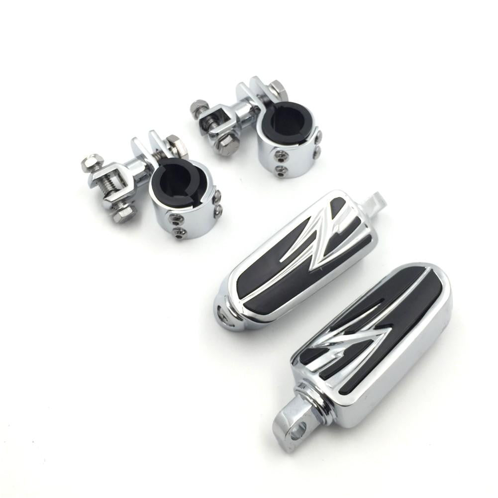 1" Highway Flame Foot Pegs Clamps For Honda GoldWing GL1800 GL1500 GL1100 GL1200
