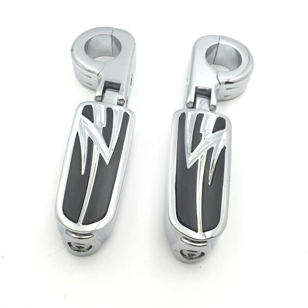 Front Offset mount 1 1/4" Highway Flame Foot Pegs P Clamps For Honda GoldWing