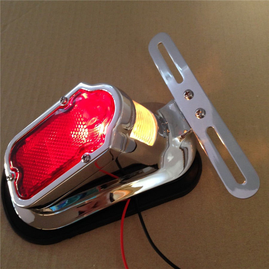 Motorcycle Chrome Red Tombstone Brake Tail Light Signal For Harley Davidson Bike