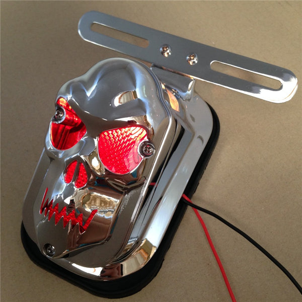 Motorcycle Chrome Red Skull Brake Tail Light Signal For Harley Davidson Bike