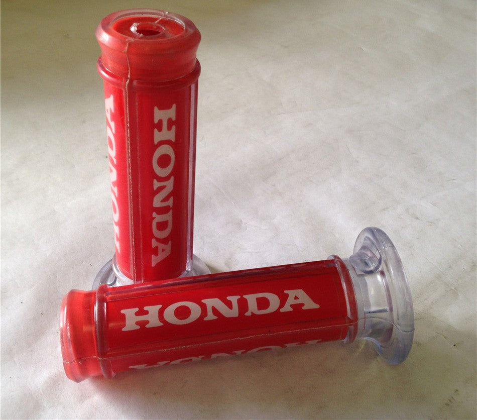 HTTMT Red PVC Motorcycle Grips, 22mm Left / 25mm Throttle-Side (Pair)
