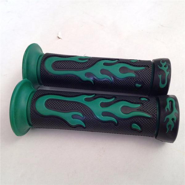 Sport Bike Dirt Bike Motorcycle Flame Gel Style Grips GREEN MOTORCYCLE APRILLA BMW DUCATI TRIUMPH HONDA YAMAHA KAWASAKI SUZUKI Polaris Suzuki Bike Offroad KTM DIRT BIKE(7/8" LEFT 1" RIGHT)
