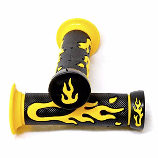 Sport Bike Dirt Bike Motorcycle Flame Gel Style Grips YELLOW MOTORCYCLE APRILLA BMW DUCATI TRIUMPH HONDA YAMAHA KAWASAKI SUZUKI Polaris Suzuki Bike Offroad KTM(7/8" LEFT 1" RIGHT)