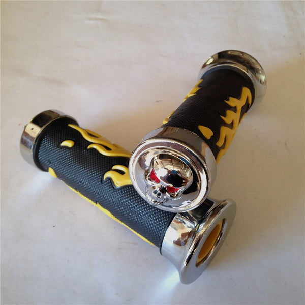 WATERCRAFT Flame Gel Style Thick Wall Grips Skull YELLOW ATV QUAD YAMAHA KAWASAKI POLARIS SEADOO WATERCRAFT BOMBARDIER JET SKI HONDA FOREMAN RECON RINCON Brute Force Prairie (7/8" BOTH SIDE)